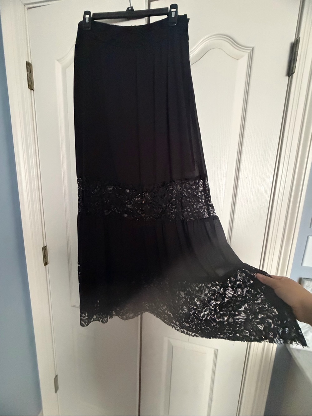 Forever 21 Black Lace Panel Maxi Skirt